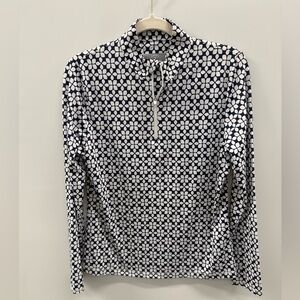 Callaway Women's Weather Series Geo Floral 1/4 Zip Opti Dry Golf Top SZ M